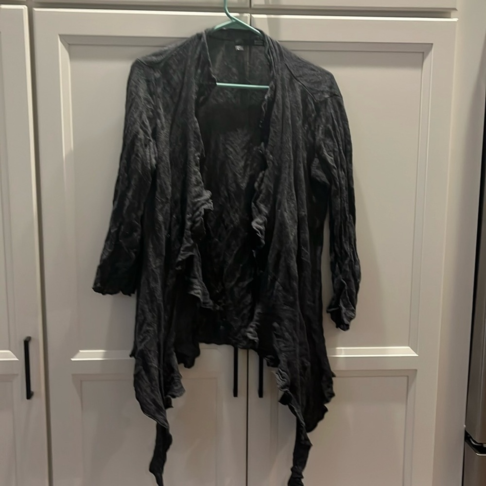 EILEEN FISHER | crinkle cascading cardigan, size medium